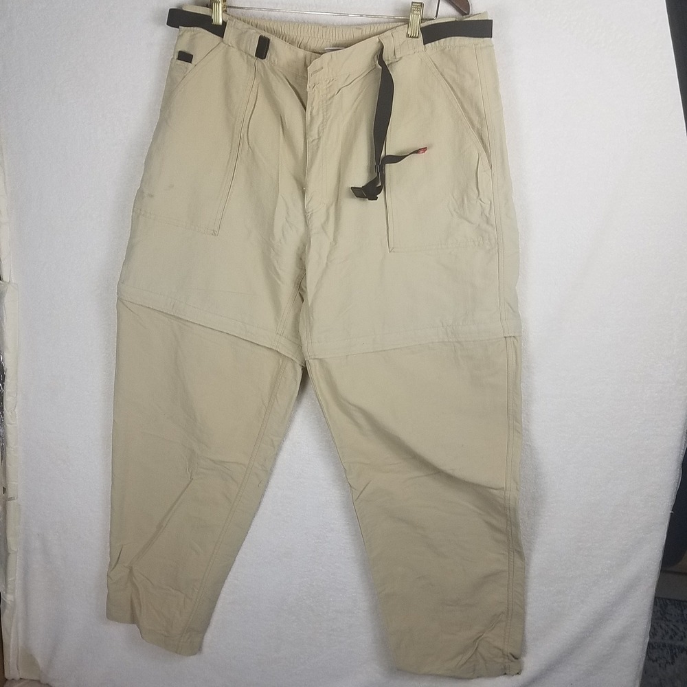 The North Face Convertible Hiking‎ Pants Mens XXL Tan Good Zip Off Nylon Belted